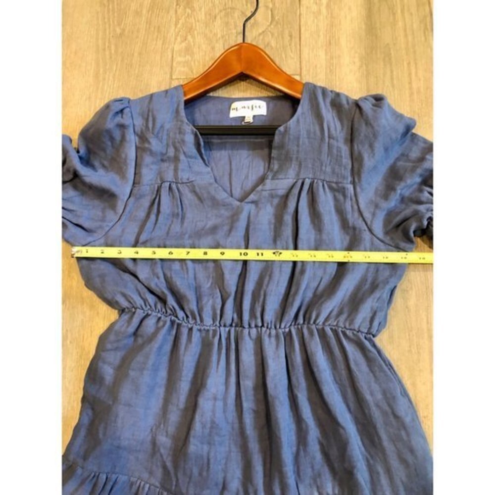 NWOT MAISIE Eyelet Trim Tiered Ruffle blue Cotton Dress Size M - Picture 6 of 9